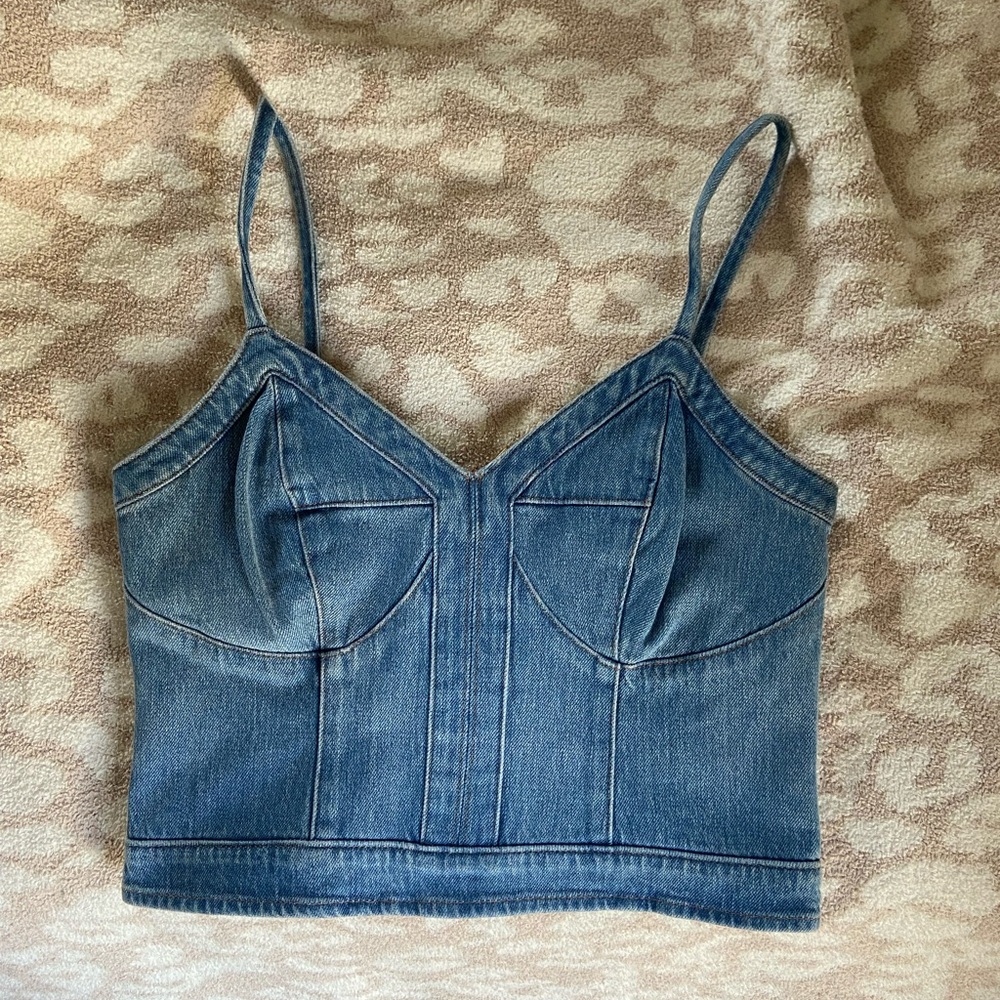 Express Denim Corset Crop Top